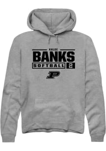 Khloe Banks  Rally Purdue Boilermakers Mens Graphite NIL Stacked Box Long Sleeve Hoodie