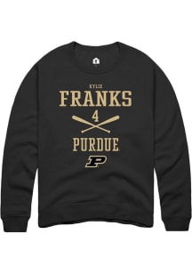 Kylie Franks  Rally Purdue Boilermakers Mens Black NIL Sport Icon Long Sleeve Crew Sweatshirt