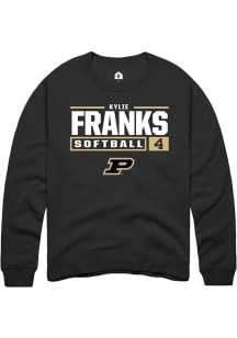 Kylie Franks  Rally Purdue Boilermakers Mens Black NIL Stacked Box Long Sleeve Crew Sweatshirt