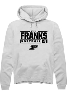 Kylie Franks  Rally Purdue Boilermakers Mens White NIL Stacked Box Long Sleeve Hoodie