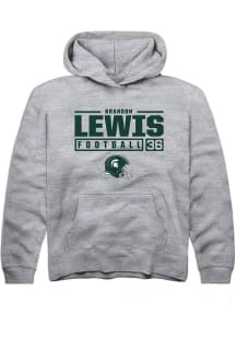 Brandon Lewis  Rally Michigan State Spartans Youth Grey NIL Stacked Box Long Sleeve Hoodie