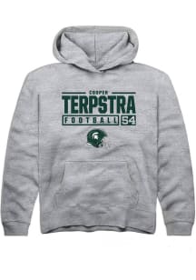 Cooper Terpstra  Rally Michigan State Spartans Youth Grey NIL Stacked Box Long Sleeve Hoodie