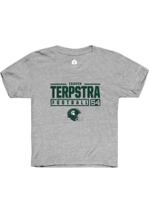 Cooper Terpstra  Rally Michigan State Spartans Youth Grey NIL Stacked Box Short Sleeve T-Shirt