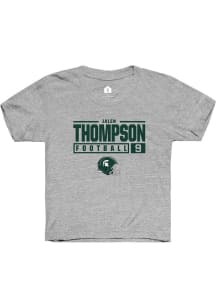 Jalen Thompson  Rally Michigan State Spartans Youth Grey NIL Stacked Box Short Sleeve T-Shirt
