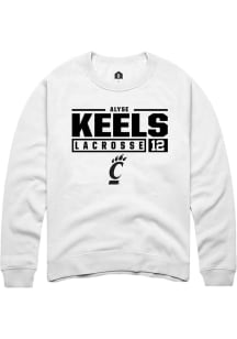 Alyse Keels  Rally Cincinnati Bearcats Mens White NIL Stacked Box Long Sleeve Crew Sweatshirt
