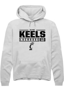 Alyse Keels  Rally Cincinnati Bearcats Mens White NIL Stacked Box Long Sleeve Hoodie