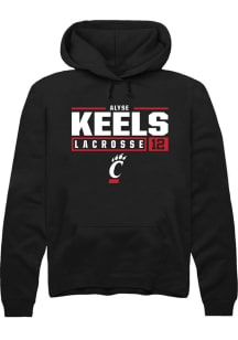 Alyse Keels  Rally Cincinnati Bearcats Mens Black NIL Stacked Box Long Sleeve Hoodie