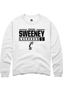 Amanda Sweeney  Rally Cincinnati Bearcats Mens White NIL Stacked Box Long Sleeve Crew Sweatshirt