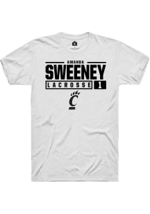Amanda Sweeney  Cincinnati Bearcats White Rally NIL Stacked Box Short Sleeve T Shirt