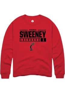 Amanda Sweeney  Rally Cincinnati Bearcats Mens Red NIL Stacked Box Long Sleeve Crew Sweatshirt