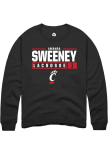 Amanda Sweeney  Rally Cincinnati Bearcats Mens Black NIL Stacked Box Long Sleeve Crew Sweatshirt