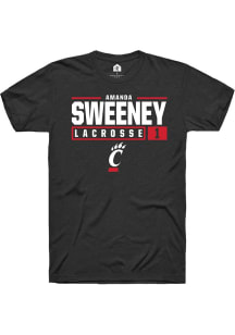 Amanda Sweeney  Cincinnati Bearcats Black Rally NIL Stacked Box Short Sleeve T Shirt