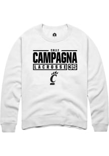 Calli Campagna  Rally Cincinnati Bearcats Mens White NIL Stacked Box Long Sleeve Crew Sweatshirt
