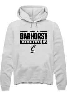 Catherine Barhorst  Rally Cincinnati Bearcats Mens White NIL Stacked Box Long Sleeve Hoodie