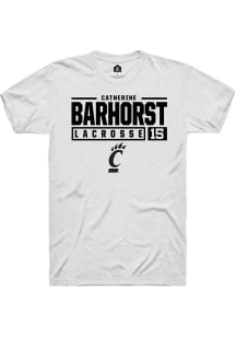 Catherine Barhorst  Cincinnati Bearcats White Rally NIL Stacked Box Short Sleeve T Shirt