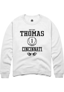 Day Day Thomas  Rally Cincinnati Bearcats Mens White NIL Sport Icon Long Sleeve Crew Sweatshirt