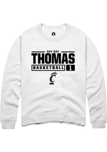 Day Day Thomas  Rally Cincinnati Bearcats Mens White NIL Stacked Box Long Sleeve Crew Sweatshirt