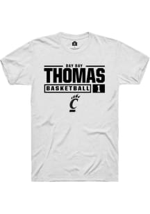 Day Day Thomas  Cincinnati Bearcats White Rally NIL Stacked Box Short Sleeve T Shirt