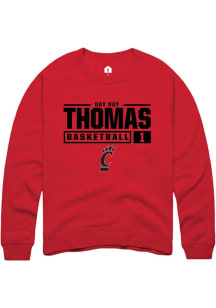 Day Day Thomas  Rally Cincinnati Bearcats Mens Red NIL Stacked Box Long Sleeve Crew Sweatshirt