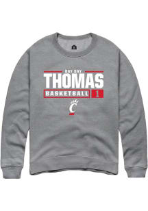 Day Day Thomas  Rally Cincinnati Bearcats Mens Graphite NIL Stacked Box Long Sleeve Crew Sweatshir..