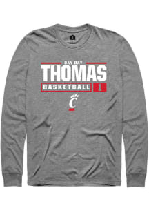 Day Day Thomas  Cincinnati Bearcats Graphite Rally NIL Stacked Box Long Sleeve T Shirt