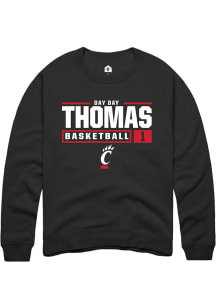 Day Day Thomas  Rally Cincinnati Bearcats Mens Black NIL Stacked Box Long Sleeve Crew Sweatshirt