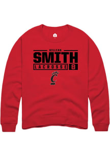 Gillian Smith  Rally Cincinnati Bearcats Mens Red NIL Stacked Box Long Sleeve Crew Sweatshirt