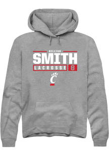 Gillian Smith  Rally Cincinnati Bearcats Mens Graphite NIL Stacked Box Long Sleeve Hoodie