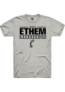 gracie ethem  Cincinnati Bearcats Ash Rally NIL Stacked Box Short Sleeve T Shirt