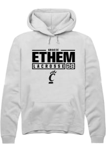 gracie ethem  Rally Cincinnati Bearcats Mens White NIL Stacked Box Long Sleeve Hoodie