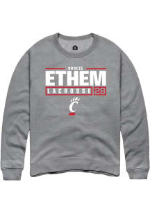 gracie ethem  Rally Cincinnati Bearcats Mens Graphite NIL Stacked Box Long Sleeve Crew Sweatshirt