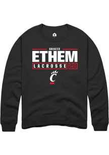 gracie ethem  Rally Cincinnati Bearcats Mens Black NIL Stacked Box Long Sleeve Crew Sweatshirt