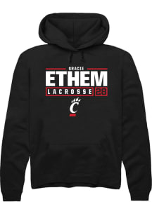 gracie ethem  Rally Cincinnati Bearcats Mens Black NIL Stacked Box Long Sleeve Hoodie