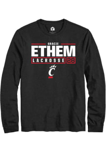 gracie ethem  Cincinnati Bearcats Black Rally NIL Stacked Box Long Sleeve T Shirt