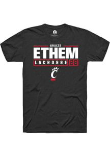 gracie ethem  Cincinnati Bearcats Black Rally NIL Stacked Box Short Sleeve T Shirt