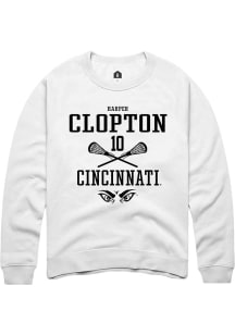Harper Clopton  Rally Cincinnati Bearcats Mens White NIL Sport Icon Long Sleeve Crew Sweatshirt