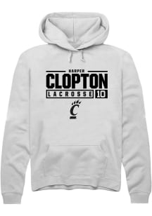 Harper Clopton  Rally Cincinnati Bearcats Mens White NIL Stacked Box Long Sleeve Hoodie