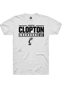 Harper Clopton  Cincinnati Bearcats White Rally NIL Stacked Box Short Sleeve T Shirt