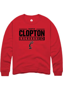 Harper Clopton  Rally Cincinnati Bearcats Mens Red NIL Stacked Box Long Sleeve Crew Sweatshirt
