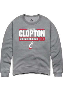 Harper Clopton  Rally Cincinnati Bearcats Mens Graphite NIL Stacked Box Long Sleeve Crew Sweatshir..