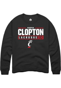 Harper Clopton  Rally Cincinnati Bearcats Mens Black NIL Stacked Box Long Sleeve Crew Sweatshirt