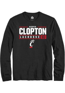Harper Clopton  Cincinnati Bearcats Black Rally NIL Stacked Box Long Sleeve T Shirt