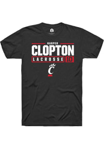 Harper Clopton  Cincinnati Bearcats Black Rally NIL Stacked Box Short Sleeve T Shirt