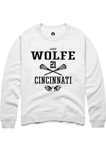 Lexie Wolfe  Rally Cincinnati Bearcats Mens White NIL Sport Icon Long Sleeve Crew Sweatshirt