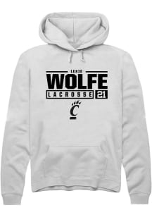 Lexie Wolfe  Rally Cincinnati Bearcats Mens White NIL Stacked Box Long Sleeve Hoodie