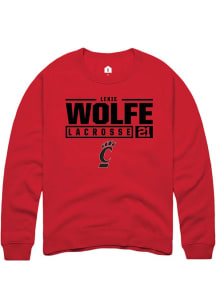 Lexie Wolfe  Rally Cincinnati Bearcats Mens Red NIL Stacked Box Long Sleeve Crew Sweatshirt