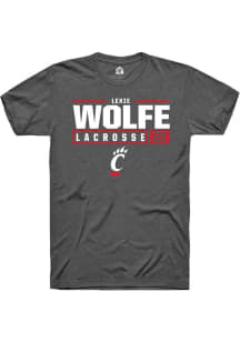Lexie Wolfe  Cincinnati Bearcats Dark Grey Rally NIL Stacked Box Short Sleeve T Shirt