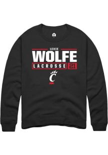 Lexie Wolfe  Rally Cincinnati Bearcats Mens Black NIL Stacked Box Long Sleeve Crew Sweatshirt