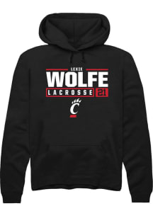 Lexie Wolfe  Rally Cincinnati Bearcats Mens Black NIL Stacked Box Long Sleeve Hoodie