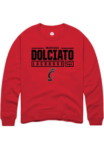 Marissa Dolciato  Rally Cincinnati Bearcats Mens Red NIL Stacked Box Long Sleeve Crew Sweatshirt